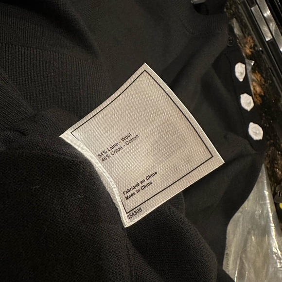 Chanel Black Wool Cotton Lion CC Logo Button Uniform Sweater - Picture 12 of 15